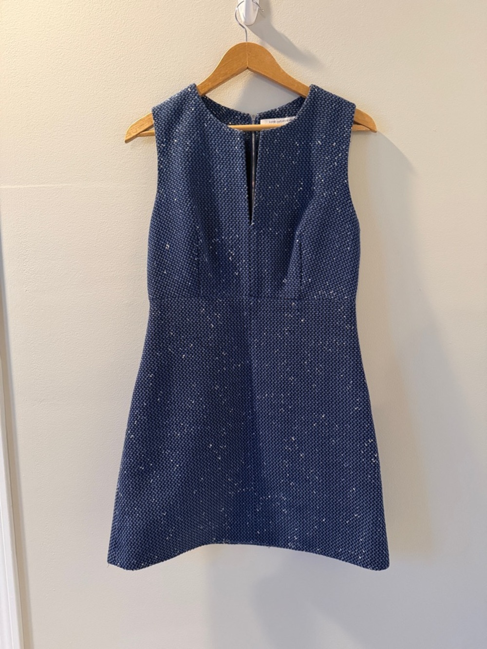 Diane Von Furstenberg Navy Textured Sleeveless Mini Dress